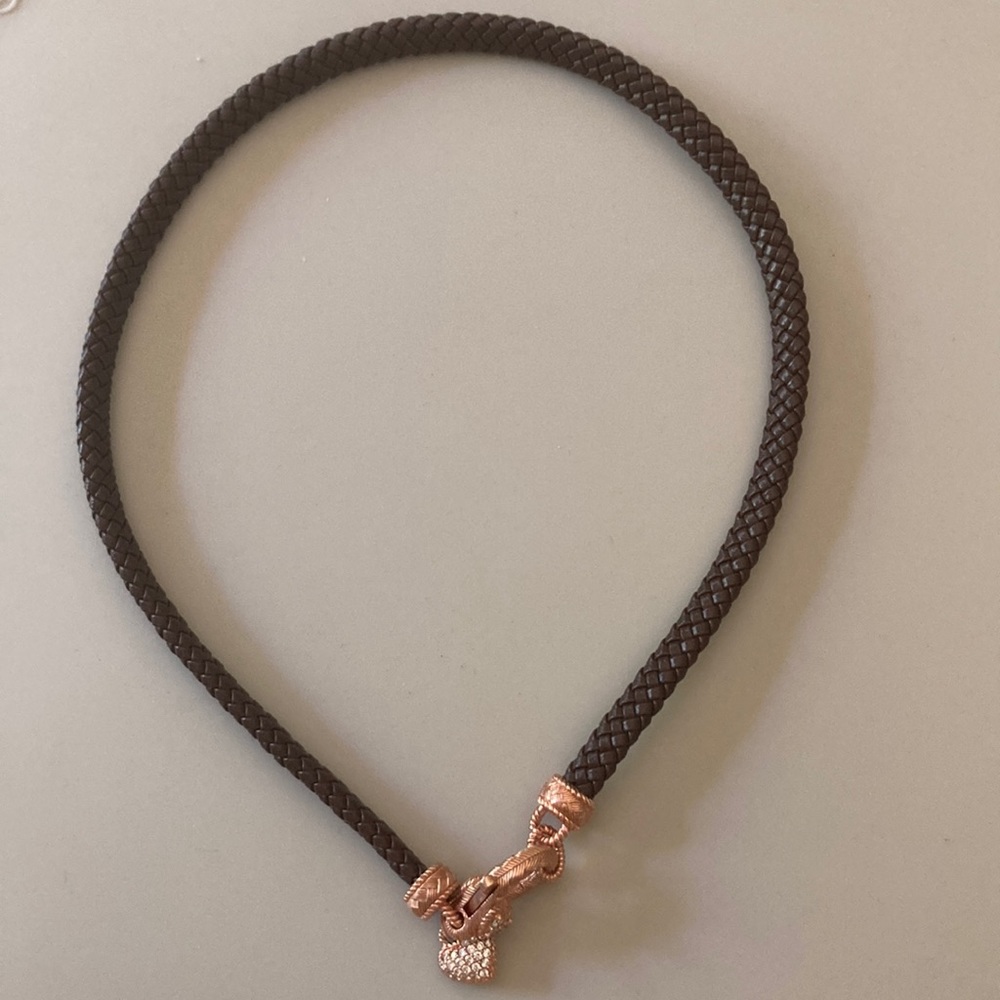 NWOT Judith Ripka 14K Clad braided necklace heart charm